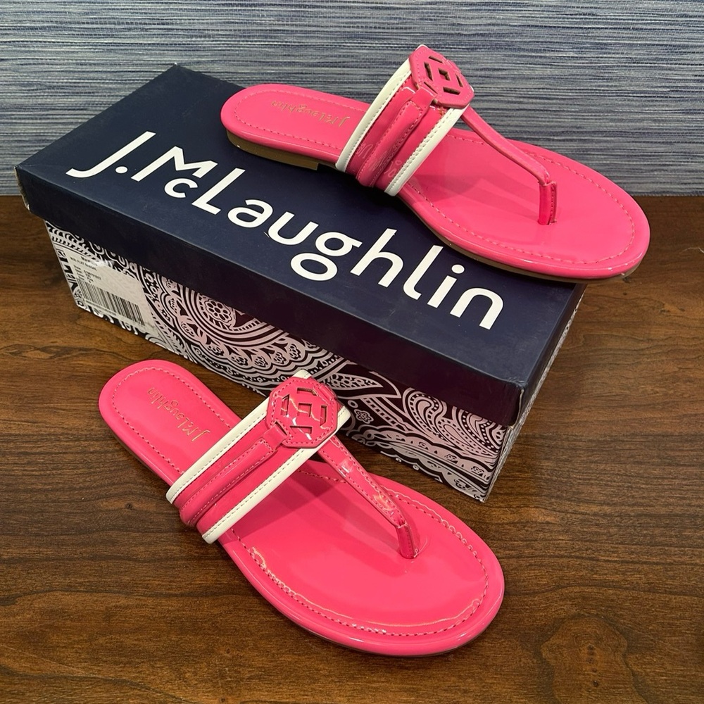 NWT J. McLaughlin Women's Vibrant Pink Sandals nixi flat size 8 - Picture 2 of 6